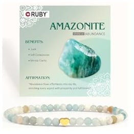 RUBY Edelstein Perlen Armband für Frauen, 4mm Perlen und 18K Vergoldet Edelstahlherz Armbänder Damen,elastischer Schmuck Yoga,Geschenk zum Muttertag-Inklusive Geschenkbox Holz