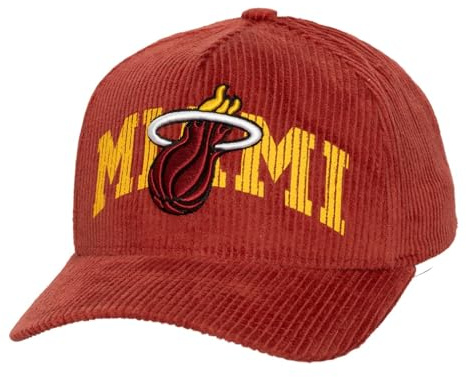 Mitchell & Ness NBA Arch Stamp Cord Snapback Cap Miami Heat Maroon