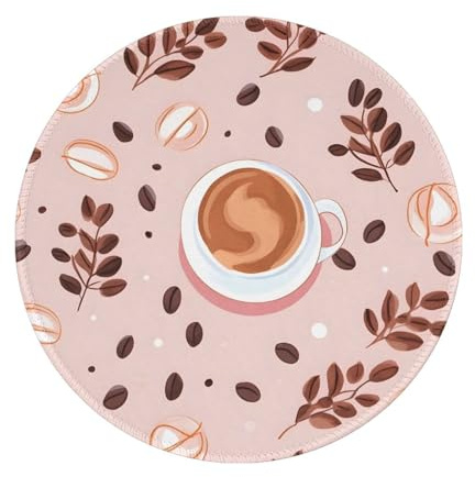 Entemne Small Round Mouse Mat Coffee Cup Beans Leaves Non-Slip Rubber Base Mouse Pad 20cm Computer Mousepad Portable Washable Desk Mat For Office Laptop Gaming Gift, 2 Pcs