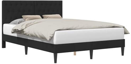 vidaXL Bettrahmen mit Kopfteil Schwarz 140 x 190 cm Samt, Modernes Schlafzimmer, schicke Samt-Bettgestell, rechteckiges Design, Elegante Bettwäsche, praktischer Stil