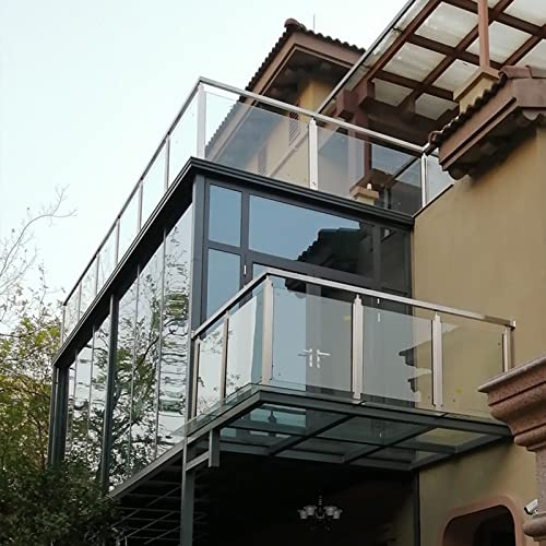 KLGFBDC Palo per ringhiera in Vetro e Acciaio Inox da 90 cm, Morsetto di Collegamento Quadrato per terrazza, Fissaggio a Pavimento, Supporto per corrimano Esterno Resistente per Scale e terrazze
