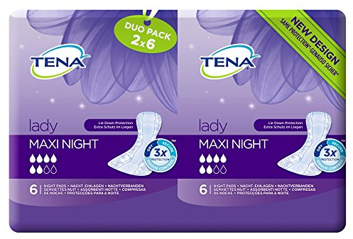 Tena Lady Maxi Night Slipeinlagen für Damen, für die Nacht, 2er-Pack (2 x 12 Stk.)