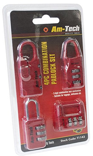 Multi Pack of 4X Combination Padlocks | Ideal for Luggage & Lockers
