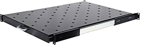 NetMax Depot 1U Sliding Server Rack Shelf Vented Sliding Rack Mount Shelf - Server Cabinet Shelf Black