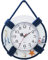 SWHONG Wanduhr im mediterranen Stil Home Wohnzimmerdekoration Rundes Lenkrad aus Holz Craft Wanddekoration für Hochzeit Hausgarten blau weiß