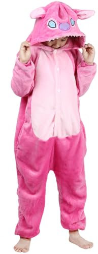 zpllsbratos Animaux Pyjama Ensemble Enfants Unisexe Combinaison Cosplay Déguisements Chaud Costume Soirée Halloween (Rose,Etiquette 95 pour Hauteur 105-115cm)