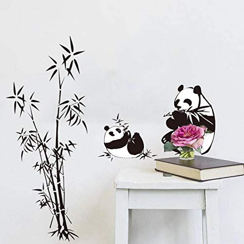 Noir Belle Panda Bambou Stickers Muraux Salon Chambre Tv Canapé Fond Mur Maison Stickers Papier Peint Art Mural