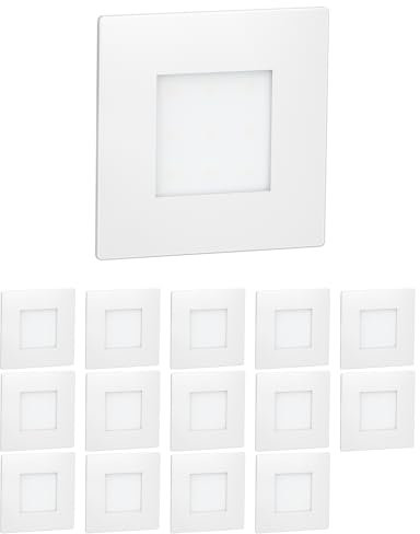 ledscom.de 15 Stück LED Treppenlicht/Wandeinbauleuchte FEX für innen und außen, eckig, 85 x 85mm, kaltweiß