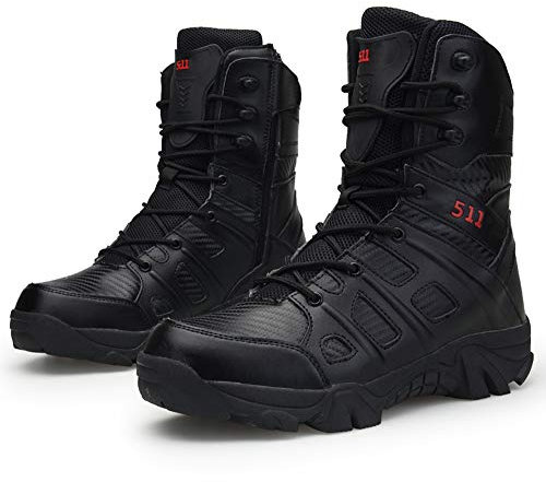 Bitiger Stiefel Herren Wanderschuhe Damen Army Combat Boots mit Zipper Verschleißfest rutschfeste Outdoor Trekkingschuhe Militär & Einsatzstiefel