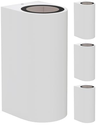 ledscom.de 4x Wandleuchte ALSE Up & Downlight für außen, weiß, Aluminium, rund, inkl. 2 GU10 LED Lampen (weiß, 10,6W, je 504lm, 44°)