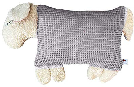 Glückspilz Kuscheltier Baby | Kinder Stofftier Schaf | Babykissen 25x35 cm I Plüschtier | Waffelpique I Grau