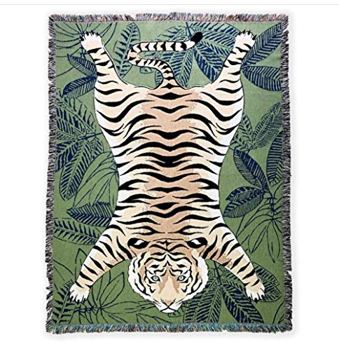 COCOCO Decke Flauschig Tiger Throw Blanket Für Sofa Travel Wall Tapisserien Bettdecke Cosy Lightweight Portable Bedding Coverlet-Grüner Tiger_150 X 210 cm