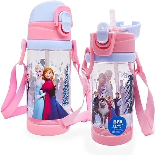 Babioms Borraccia per Bambini con Cannuccia, Con Tracolla Regolabile, per Scuola Materna, Bottiglia da Viaggio per Bambini (350ml)