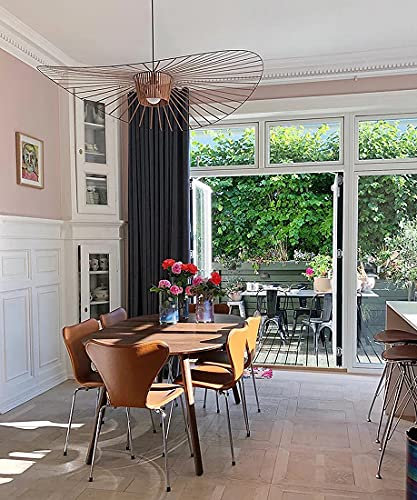 MeTikTok Suspensions Rétro Vertigo Lustre, Creative LED Lampe Fibre De Verre + Polyuréthane De Chapeau En Tissu Design Moderne Salon Cuisine Salle De Bain Éclairage Décoratif, E27,Copper,120CM