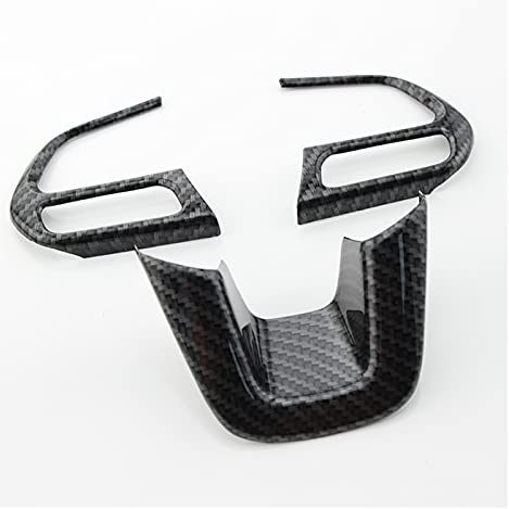 Guangcheng Set di 3 Pezzi ABS Argento/Carbonio Adesivi per Copertura del Volante Compatibili con Jeep Compass 2017 2018 Renegade 2015-2017 Accessori (Colore: Fibra di Carbonio)