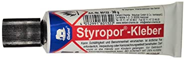 Styroporkleber 30g Tube, Deckenplatten Kleber, Styropor Kleber für Dekoration, Isolation, Formenbau, andere Schaumstoffmaterialien, auch auf Glas, Fliesen, Mauerwerk, Metall, Holz verwendbar