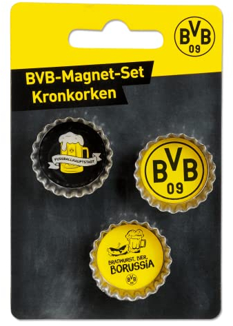 Borussia Dortmund Unisex Erwachsene Magnet Set Kronkorken, Mehrfarbig, One Size
