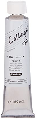 Schmincke - College Oil, Titanium White in 120 ml tube, 31100012, artist oil paints, proven artist pigments and natural plant oils, good light fastness