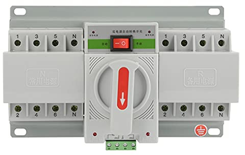 Dual Power Automatischer Transferschalter, 230V 4P 63A Automatisch Notstromschalter Netzumschalte Doppeltransferschalter Leistungsschalter Komplette Schutzfunktion Geräuscharm mit EPS-Schnittstelle