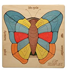 Life Cycle of A Butterfly | 31 Piece Wooden Multilayered Jigsaw Puzzles for Kids | Educational Toy and Gift for Boys & Girls 3 Years and Above