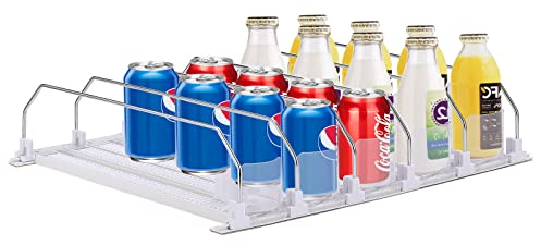 Wnvivi Refrigerador-Automatic Pusher Glide Soda Can Organizer,Dispensador de bebidas para nevera,Organizador de botellas de cocina lata,5 rieles de varilla de empuje
