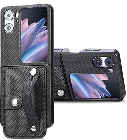 COQUE Oppo Find N2 Flip,Multi-Fentes Mince avec Cadre Photo de Protection bandoulière Longue Corde, Housse de téléphone Pliable pour Oppo Find N2 Flip-Noir
