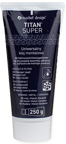 Marbet | Systemkleber TITAN SUPER | Sockelleisten Kleber | Stuckleisten Kleber | Fußleisten Befestigung | Stuckleisten Montage | Lösungsmittelfrei | Überstreichbar | Elastisch | 250 g Tube