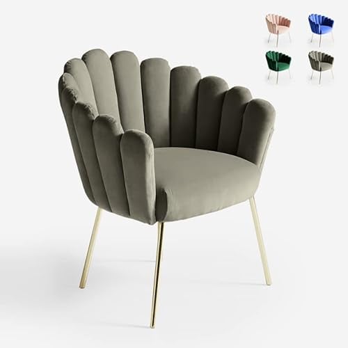 Produce Shop Stuhl Muschelstuhl modernes Design samt goldenen Beinen Calicis - Dunkelgrau