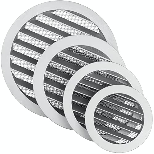 Grille ventilation 150mm ronde en Fonte d'Aluminium Haute Qualité - Filet Anti Insectes Inox - Résistante aux Intempéries - Intérieur/Extérieur - Grille Aération DN150 Hotte, Extracteur et VMC - DOMUX