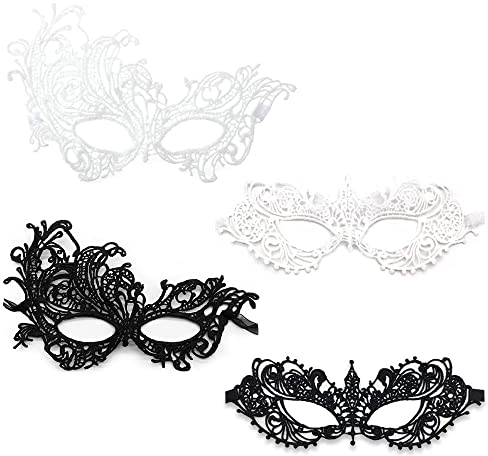 Xihuimay Venezianische Masken - Lace Masquerade Augenmaske für Damen - Spitze Maskenball für Mardi Gras Party, Abend Ball, Abschlussball, Ballette, Halloween, Jubiläum - Schwarz/Weiß