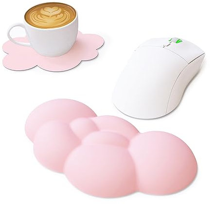 ZIYOU LANG Coussin de support de repose-poignet de souris en mousse à mémoire de forme lisse avec sous-verre, base antidérapante en gel pour ordinateur portable, jeu et bureau, homme, femme