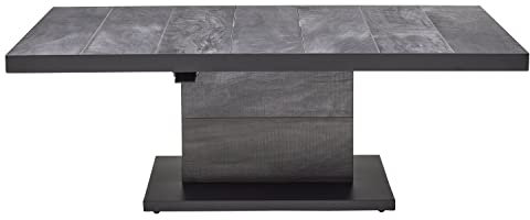 Home4You Gartentisch - Anthrazit - Schwarz matt - Aluminiumgestell - Keramik - 140 x 85 cm - höhenverstellbar