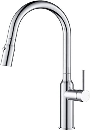 Rubinetto per lavello da cucina ad arco alto, rubinetto da cucina monoforo con spruzzatore a scomparsa, rubinetto monocomando per lavello da cucina, miscelatore esterno per acqua calda e fredda con