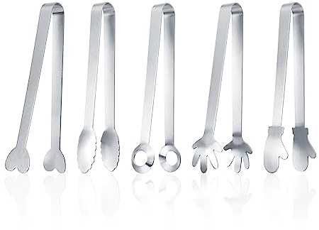 Pince a Sucre, PARFCO 5 Pièces Pince Grille Pain, Multifonctions Pince Alimentaire, Pince a Glacon pour Fête de Mariage Buffet de Bar