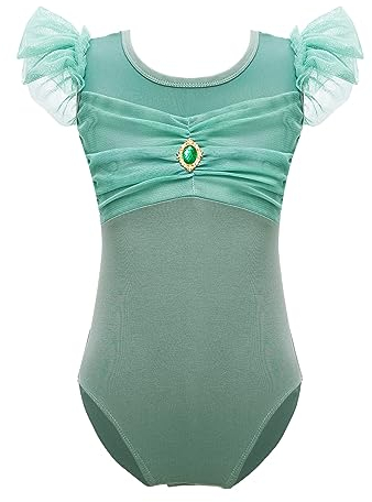 TiaoBug Mädchen Ballett Trikot Ballettanzug Kinder Gymnastikanzug Turnanzug Tanz-Body Unterwäsche in Hautfarben Beige Nude gr. 110 116 122 134 140 146 152 Grün F 164-170