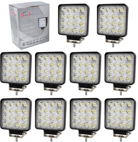AUTOJARE 48W LED Arbeitsscheinwerfer 4.3 zoll Zusatzscheinwerfer 4560 Lumen Scheinwerfer 12 V 24V Arbeitslicht für Offroad Tractor Bagger SUV UTV ATV LKW (10 Stück)