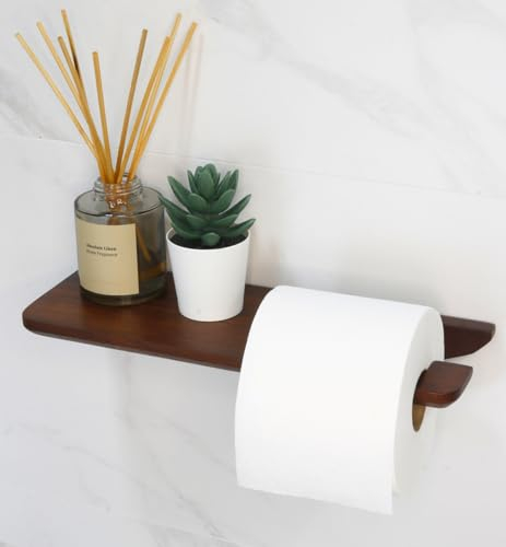 Porte Papier Toilette Mural | Porte Rouleau en Bois de Noyer | Support Papier Toilette | Derouleur Papier Toilette Murale Bois | Accessoire Salle de Bain