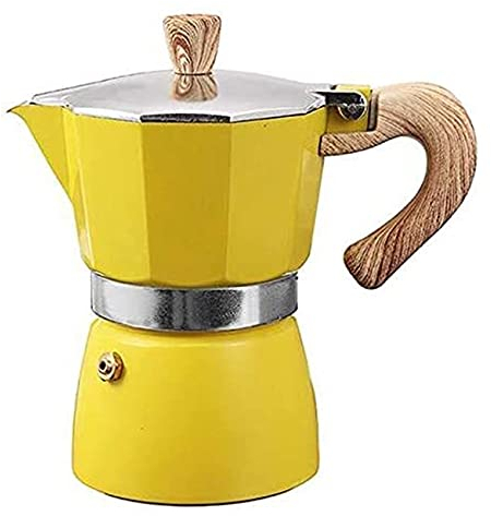 HWSY Olla de Aluminio con Filtro para cafetera Italiana Moka Espresso, 3 Tazas (Color: Amarillo, tamaño: 15x12x15,5 cm) (Amarillo 15x12x15,5 cm) Interesting