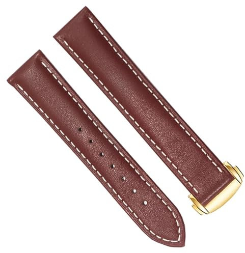 BANDKIT Echtes Leder Armband für Omega 300/150 Schwarz Braun Uhrenarmband Faltschließe Zubehör Handschlaufe, 21 mm, Achat