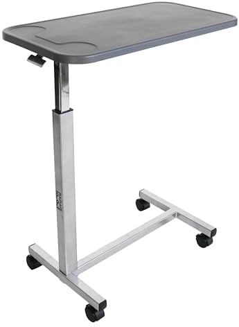 PEPE Mobility - Overbed Table with Wheels, Sturdy Frame, Adjustable, Disabled, Hospital, Bedside for Eating in Bed