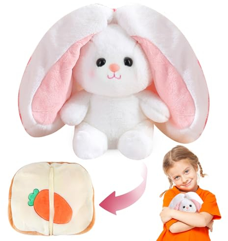 FENGQ Osterhase Plüschtier, Hasen Verstecken Plüsch, Kuscheltier Versteckspiel, Hasen Karotten Plüsch Toastbrot Stofftier Hasenpuppe Plüsch Spielzeug, Ostergeschenke für Kinder (22cm)