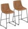 EUGAD Barstuhl 2er Set, Barhocker Küchenstuhl Kunstleder, Bistrohocker Tresenhocker Design Hocker, mit Rückenlehne Fußstütze, Metallbeinen, Braun, 1071BY-2