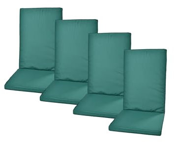 Rattanland® Gartenstuhlauflagen Hochlehner - Stuhlkissen Set - Wasserdichter Stoff - Sitzauflagen Hochlehner, Auflagen für Gartenmöbel, Hochlehner Auflagen, Sitzkissen für Gartenstühle (4, Grün)