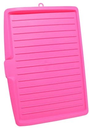 NOENNULL Drip Tray Plastic Dish Drainer Board Portable Dish Drain Board Drip Sloping Draining Tray with Hanging Hole Kitchen Draining Board Tray for Pots Pans Bowls Cooking Tool Draining Water (Pink)