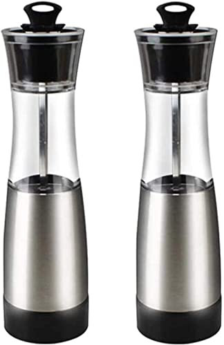 Macina pepe, macina sale, set di macina sale e pepe dal design moderno, macina pepe e macina sale alimentati a gravità a batteria, alta capacità, ruvidità di macinatura regolabile