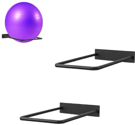 DNYLHRLZ Large Stability Ball Wall RackYoga Ball Storage Rack, Yoga Studio and Home or Commercial Gym Exercise Ball Equipment Organizer (2Black)