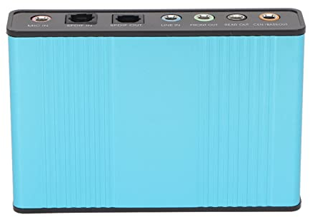 Yctze 6-Kanal-48-kHz-USB-Soundkarte, Externer Analoger Wiedergabe- und -Audioadapter mit SPDIF-Digital- für PC, Laptop, Computer (Blue)