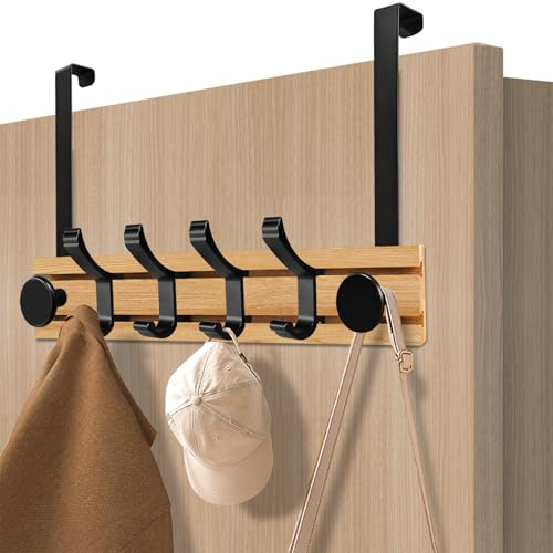 Yeelan Appendiabiti da porta, gancio per porta, gancio per porta, in bambù, da appendere, universale, per porta, salvaspazio, per porta interna
