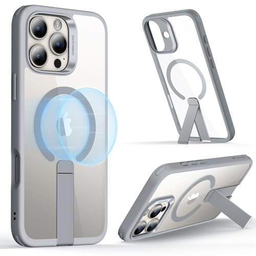 ESR for iPhone 16 Pro Max Case with Stand, Compatible with MagSafe, Magnetic Kickstand Case for iPhone 16 Pro Max, Military-Grade Protection Shockproof Case, Boost Series, Clear Grey