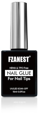 FZANEST Nail Glue Gel for False Tips and Acrylic Nails, Hema-free Tpo-free 3 in 1 Base Coat and Builder Gel and Nail Glue, UV Extension Glue for Press on Nails Long Lasting UV LED Soak Off